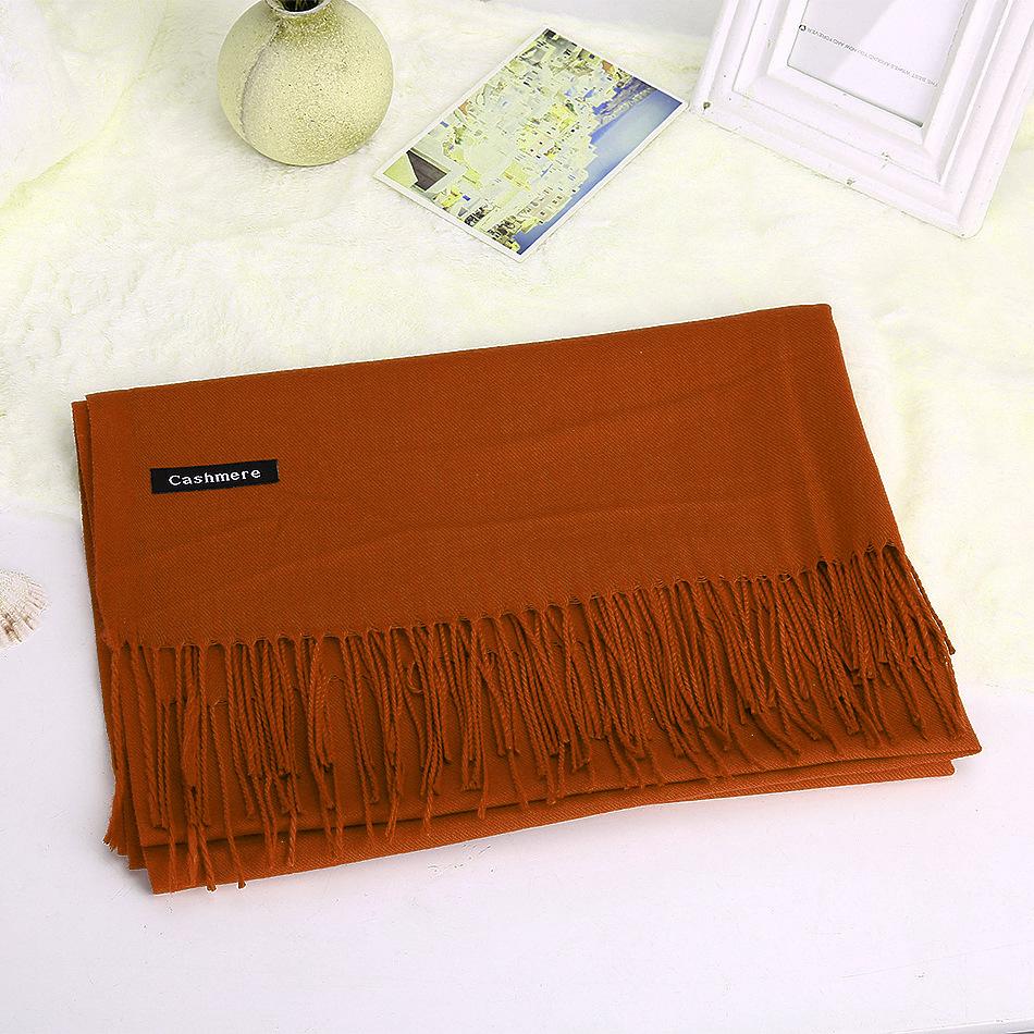 Solid Color Scarf For Women In Winter Thickened And Warm Versatile For Students Single Color Tassel Imitation Cashmere Scarf Shawl