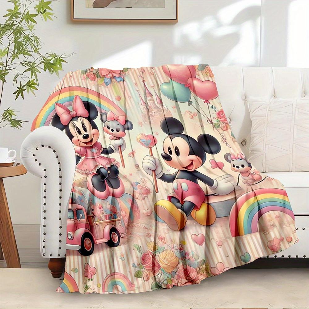 1pc Throw Blanket - Cute Mickey Mouse and Minnie Mouse pattern, perfect for bedding, sofa blanket, gift, home decor, romantic Valentine's Day