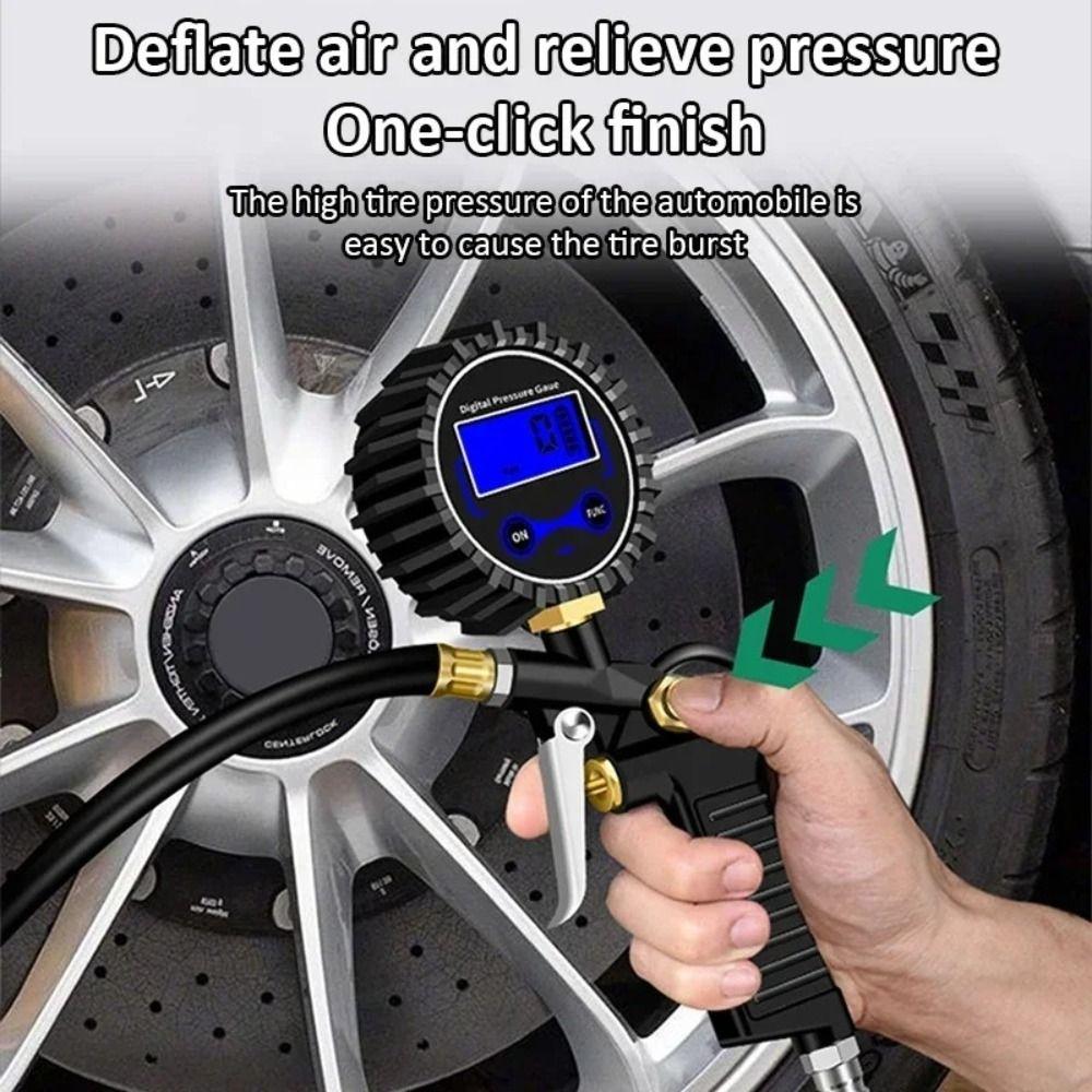 Flexible Hose Air Pressure Gauge Black Tyre Inflator New Tire Pressure Gauge Car