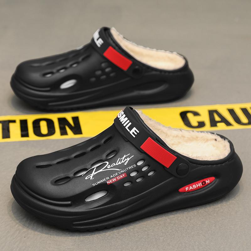 Модные зимние мужские тапочки, теплые пушистые тапочки, мягкие домашние хлопковые туфли для спальни, шлепанцы из ЭВА-пуха, повседневные удобные плюшевые сабо 38-45