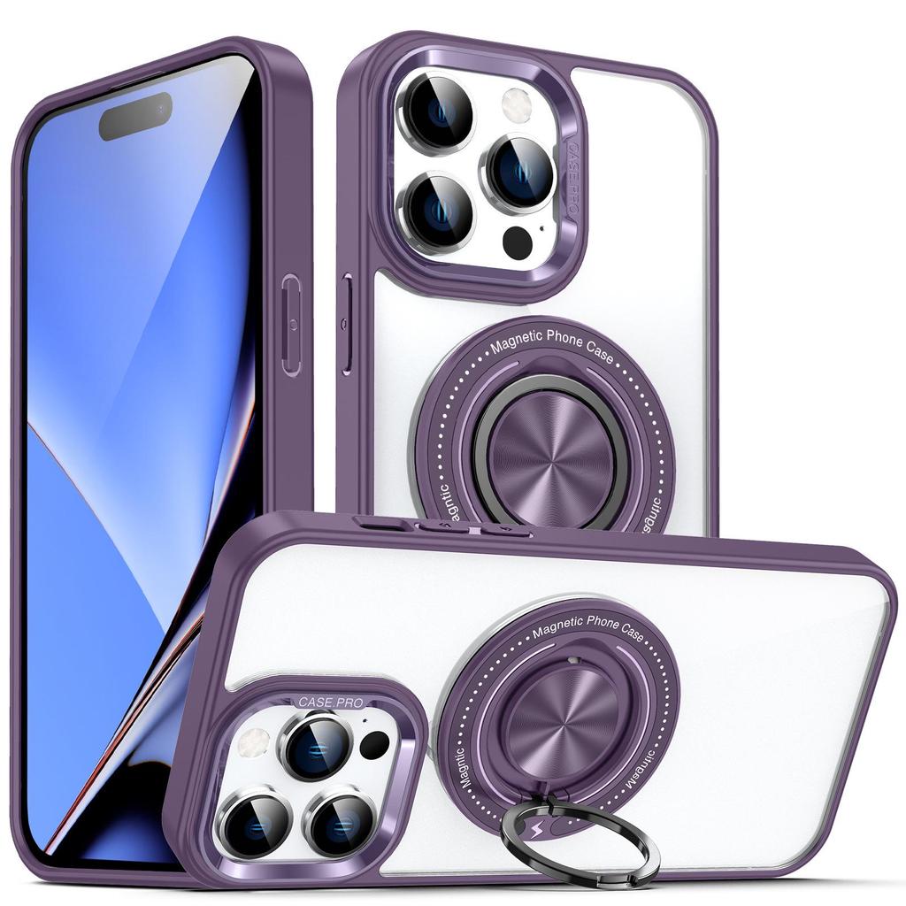 Magnetic Rotating Ring Stand iPhone 17 Pro Max Case, Transparent & Drop-Proof