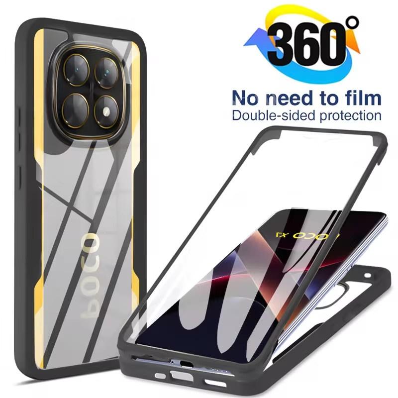 Чехол-бампер 360° с полным покрытием для Poco X7 X6 Pro X5 X4 GT X3 NFC Чехол для Poco F7 F6 F5 F3 M5 M6 Pro Защита экрана Чехол для телефона
