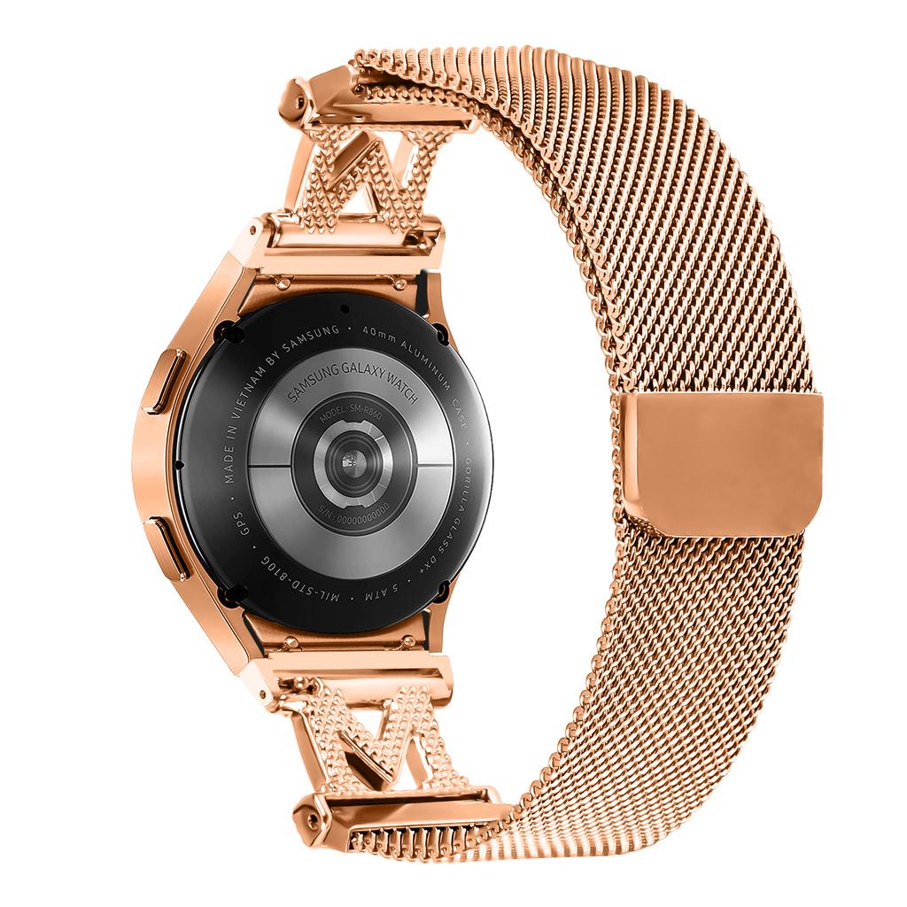 Металлический ремешок с коннектором для Samsung Galaxy Watch 5 Pro/5/5 Active/4/4 Active/4 Classic миланский ремешок для часов M-типа с украшением из страз