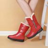 Fashion 2024 Women's Mid-calf Shoes Red Thick Sole Snow Boots Thick Wedge Heel Half-high Boots Comfortable Waterproof Increased Height