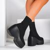 Women's Socks Boots Women's Shoes 2025 New European and American Fashion Thick Soled Knitted Shoes for Women Platform Boots