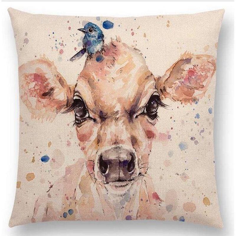 Exquisite Watercolor Lion Flowers Butterfly Lane Bird Wren Cushion Cover Ideal For Stylish Homes