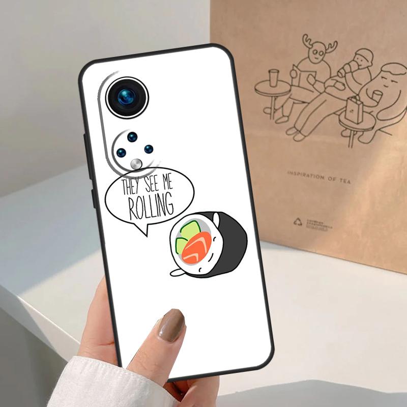 Чехол для Huawei P20 P30 P40 P60 Pro P Smart Nova 9 5T Honor 70 90 50 Magic5 Lite X7a X9a X8a с изображением Суши