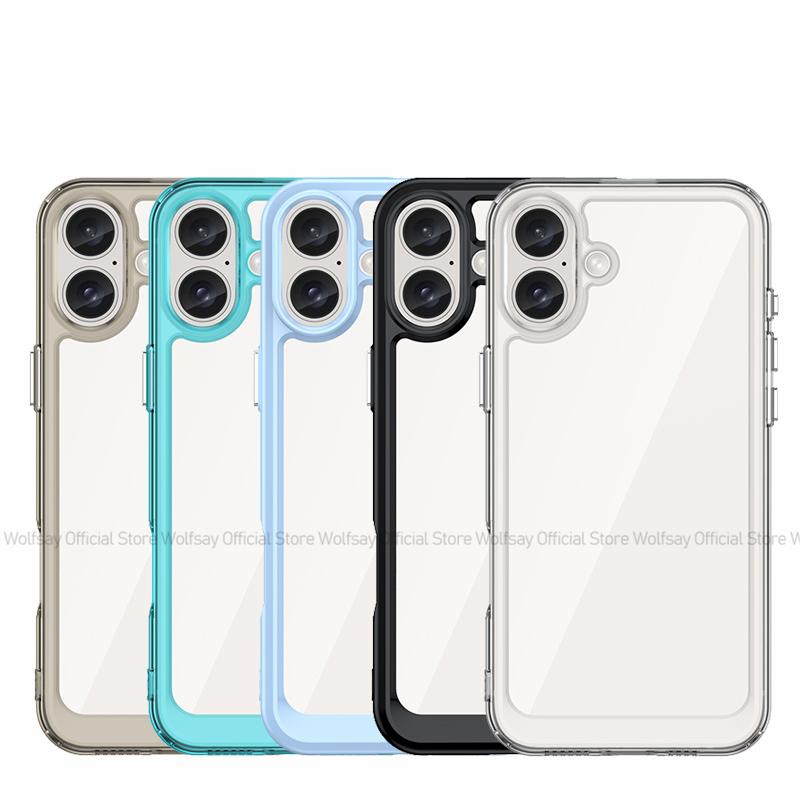 Для чехла iPhone 16 Для Apple iPhone 16 Чехол Роскошный Прозрачный ПК Ударопрочный Силиконовый Защитный Чехол для Задней Панели Телефона Для iPhone 16