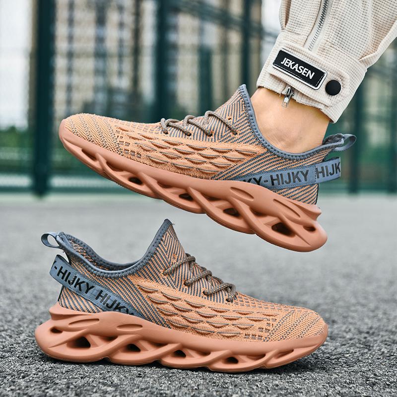 Мода Мода Кроссовки для бега с лезвиями Мужские Вязаные Дышащие Мужские Кроссовки для бега Легкие Нескользящие Тренировочные Кроссовки Мужские Уличные Красные Кроссовки