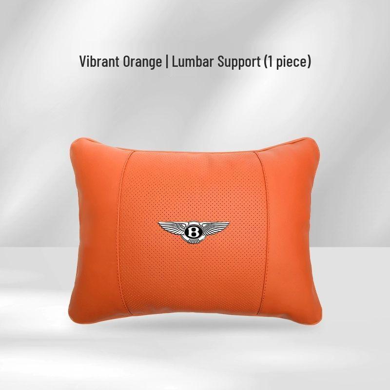 Genuine Leather Headrest, Lumbar Support, and Neck Pillow for Bentley Continental, Bentayga, Flying Spur, and Mulsanne Interiors.