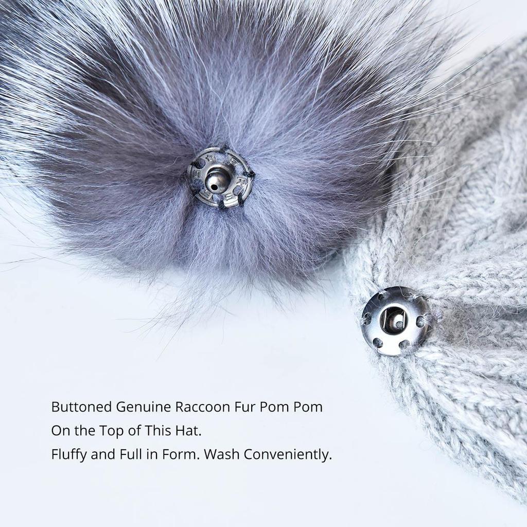 SOMALER Зимняя вязаная шерстяная шапка с меховым помпоном для девочек, женская модная пушистая теплая шапка-бини с манжетами и помпоном, женская осенне-осенняя повседневная кепка