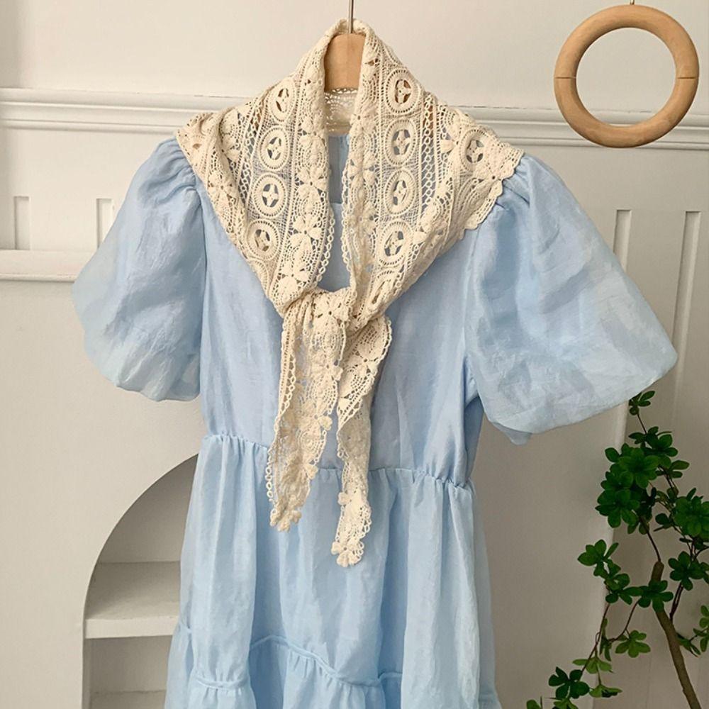White Lace Triangle Scarf Cape Hip Scarf Elegant Lace Shawl Women