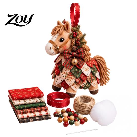 DIY Patchwork Kit for Christmas Ornament Holiday Decoration, Decorative Fabric Winter Seasonal Home Decor Craft Set with Traditional Patterns Display