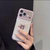Корейский чехол для iPhone 16/15/17 Pro Max с блестками, в горошек, с изображением мишки-мороженого