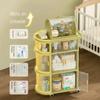 Детская тележка для хранения из полипропилена, напольная, для спальни, дома, многоярусная, портативная, складная, для хранения товаров, полки
