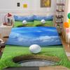 Golf Duvet Cover Set Ball Games Themed Bedding Set for Kids Boys Girls Sports Enthusiasts Green Grass Blue Sky Decor Polyester