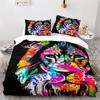 Lion Duvet Cover Set 3D Print Wild Animals Colourful King Queen Size For Kids Teens Adults Bedding Set Polyester Comforter Cover