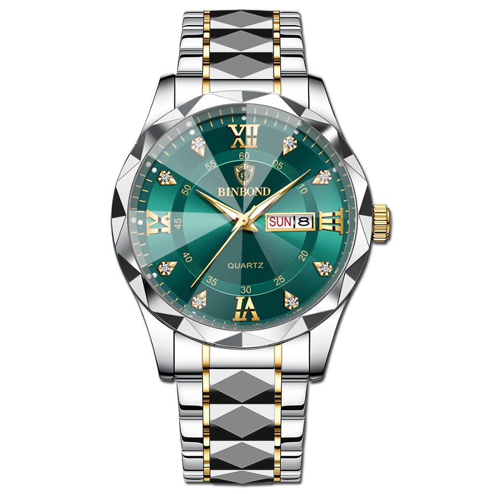 New Hot Sale Mens Rotundity Watch Fashion Waterproof Wristwatch Men Stainless Steel Watch Strap Luminous Calendar Quartz Watch