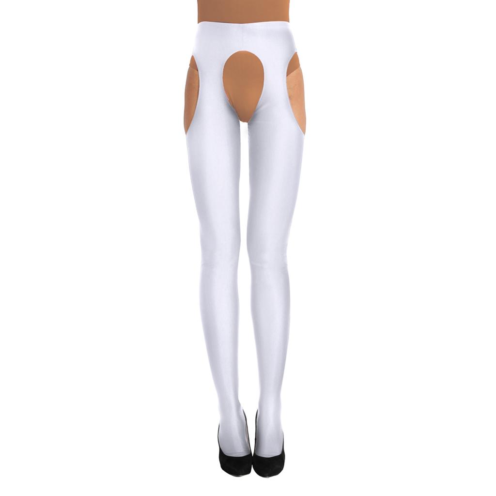 Женские сексуальные колготки без вырезов, бесшовные полые колготки с открытой промежностью, блестящие шелковые чулки