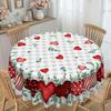 Couple Love Plaid Tablecloth, Green Leaf, Heart Print, Waterproof Dining Table Cloth, Household Coffee Table Decorative Cloth
