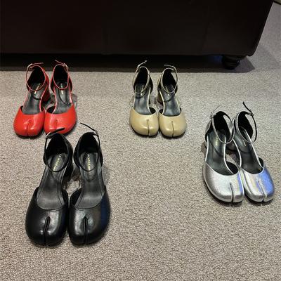 Мода Bailamos Мода Таби Ниндзя Женская Обувь Круглый Разделенный Носок Мелкие Босоножки на Толстом Каблуке Средний Каблук Мэри Джейн Обувь Женские Туфли Лодочки Mujer