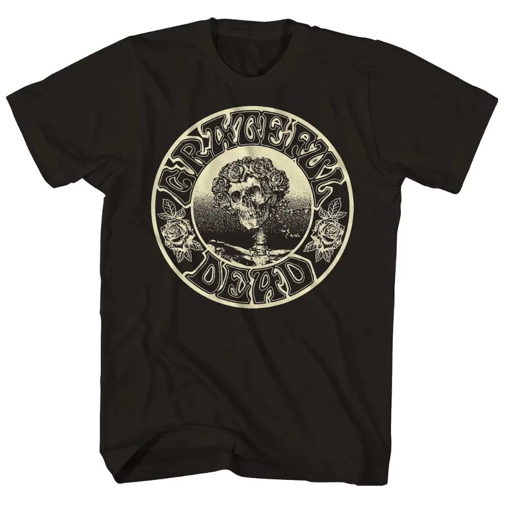 2025 Хлопковая футболка Grateful Dead Warlocks Индийский череп Рок Панк Классическая Унисекс Мужская Женская Летняя с коротким рукавом и круглым вырезом