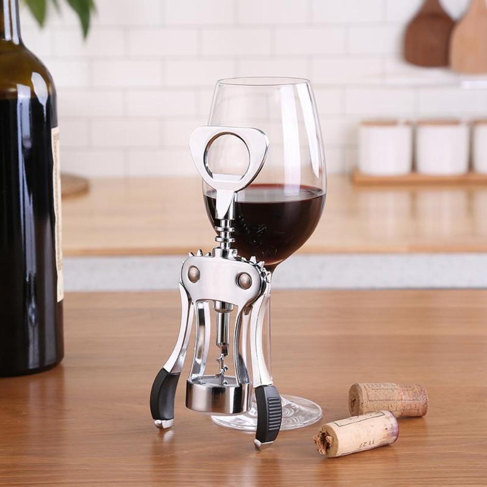 Stainless Steel Wine Corkscrew Spring Loaded Wine Bottles Cork Remover Bottles Opener Bars
