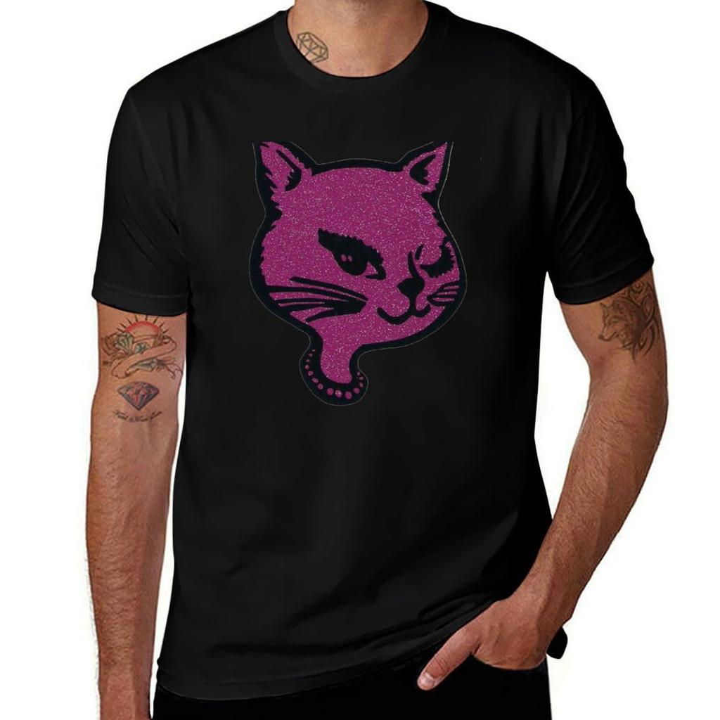 Winking Cat Pink TShirt Casual Work Wear TShirt