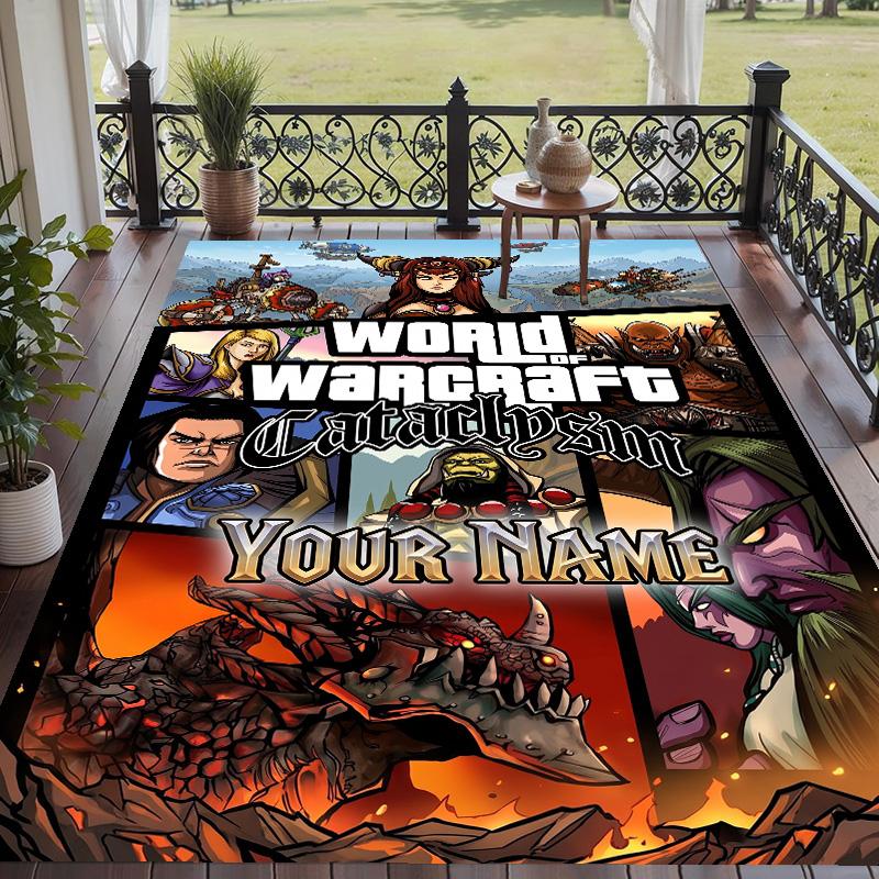 Custom Text World of Warcraft Pattern Floor Rug Soft Indoor Carpet Mat Living Room Bedroom