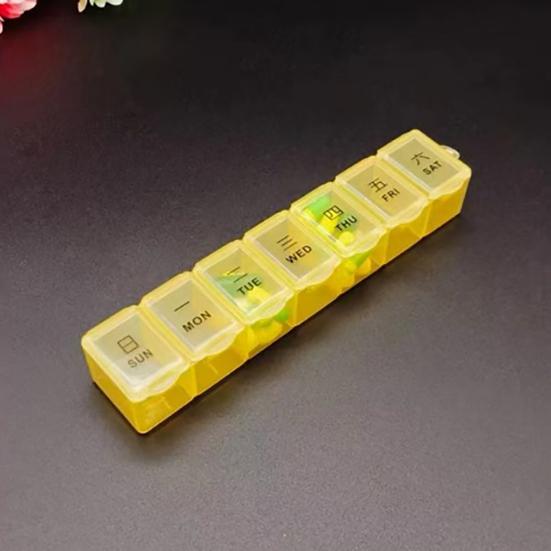 Портативная коробка для таблеток с дневным принтом, 7 независимых сеток, пыленепроницаемая, влагостойкая, прозрачная крышка, органайзер для таблеток, деловых поездок, путешествий на открытом воздухе