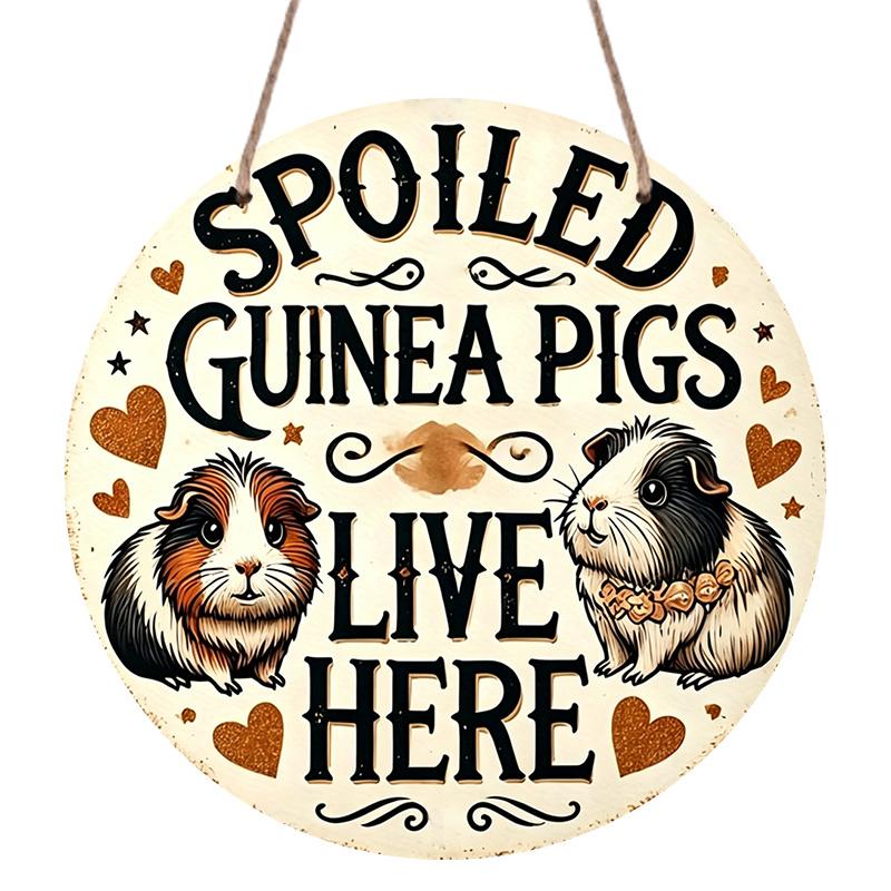 2D Flat, 1pc Vintage Guinea Pig Wall Art - Round Aluminum Hanging Sign with Fun Animal Design, Suitable for Wedding, Birthday, Thanksgiving