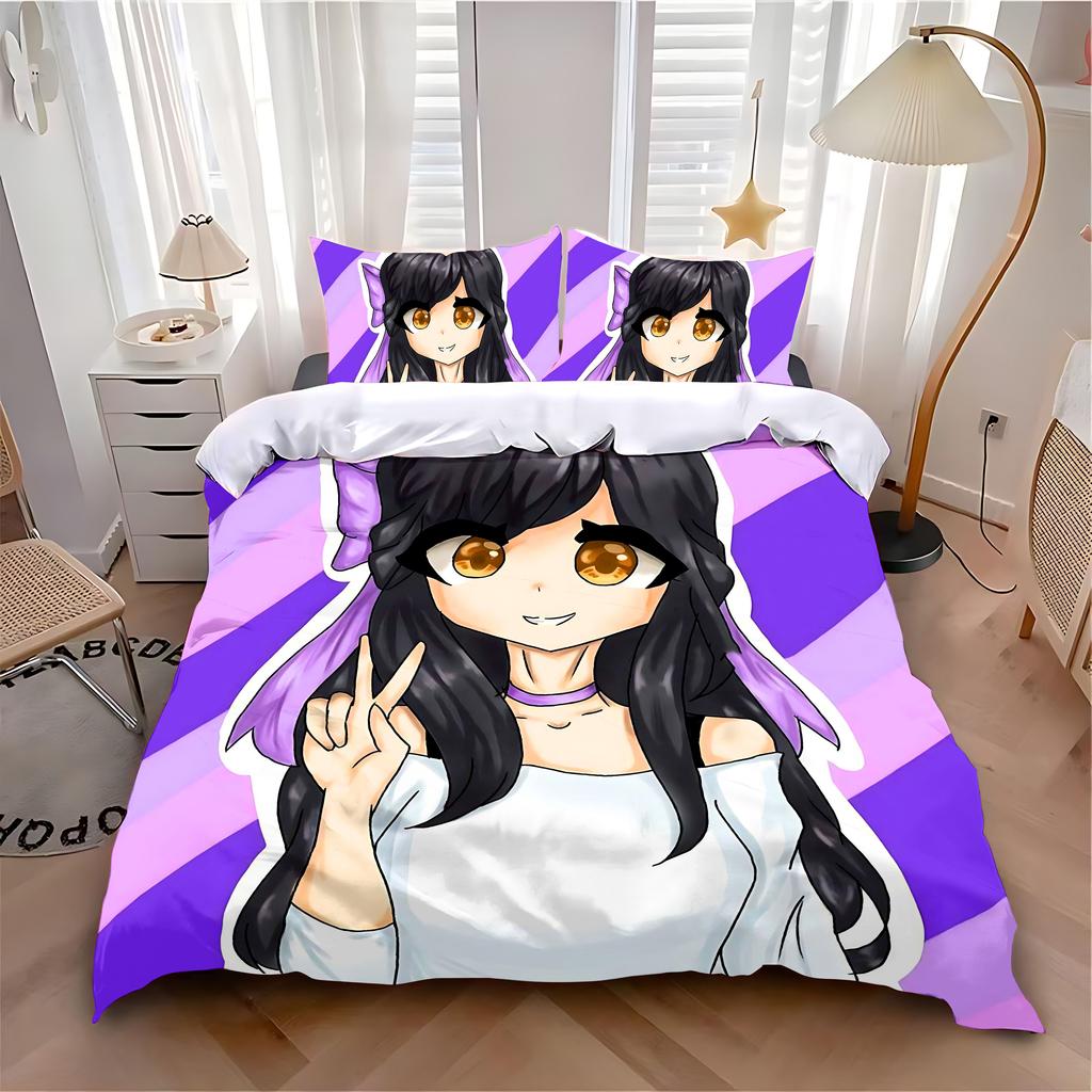 Пододеяльник Наволочка Комплект постельного белья Аниме Aphmau с крыльями Взрослый Мальчик Девочка Украшение спальни Детский Односпальный Двуспальный Большой размер