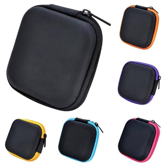 Square Mini Universal Zipper Earphone Cable Data Cord Storage Bag Case Pouch