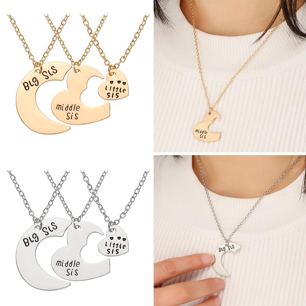 Gifts Best friends Little Sis Good Sister Necklaces 3 Pieces / Set Stitching Necklaces Big Sister