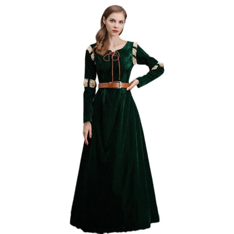 Женское платье принцессы, косплей-платье, костюм на Хэллоуин в стиле Ренессанс, средневековый костюм, зеленый придворный наряд