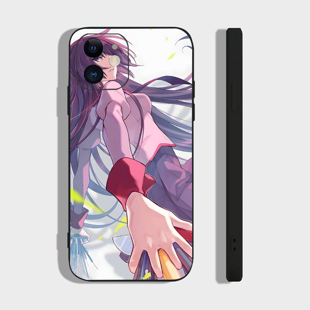 Чехол для телефона Senjougahara Hitagi из аниме Серия Monogatari Для iPhone 17 Air 16 15 14 13 Pro Max 11 12 Черный силиконовый чехол