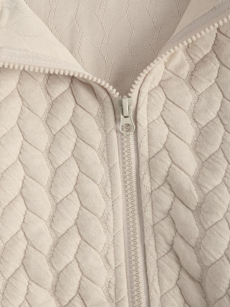 ZAFUL Женская жаккардовая текстурированная куртка на молнии с заниженной линией плеч, облегающая, укороченная, с капюшоном