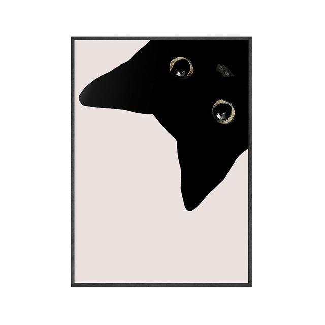 Modren Poster with Animals, Black Cat, Charming Cat, Canvas, Painting, Wall Art Decoration, Drawing Room, Home Decor, Wall Decoration