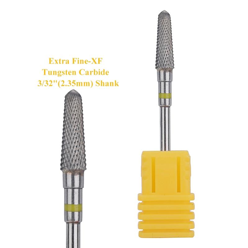 1 шт., конусное сверло для ногтей из карбида вольфрама 3/32 дюйма, вращающиеся фрезы для маникюра, аксессуары для электродрелей, инструмент для фрезерования ногтей