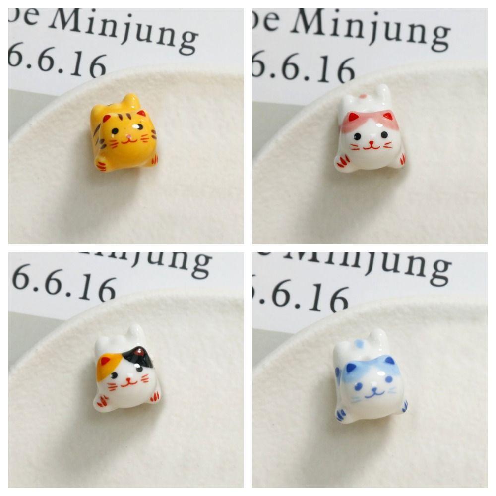 Кот Рыжий Кот Бусины Котенок Сделай Сам Ювелирный Аксессуар Милые Керамические Трехцветные Кошачьи Бусины Сделай Сам Ювелирные Изделия