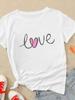 (Asian Size) Women Love Heart Cartoon Trend Cute Short Sleeve Fashion Clothing Casual Tshirt Female Print Lady Tee Top Graphic T-shirts