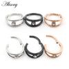 Alisouy 1pc Two Layers Zircon CZ Cartilage Earrings Stainless Steel Hinged Piercing Septum Clicker Nose Rings Hoop Segment Rings