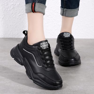 Платформенные кроссовки большого размера, кожаные кроссовки, мягкая подошва, повседневные кроссовки для бега, женская обувь на платформе