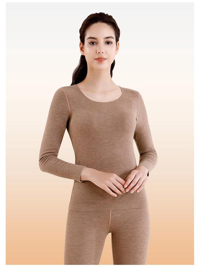 Women's Thermal Suit: Autumn/Winter Wool-Silk Blend Warmth with Bamboo Fiber Trousers