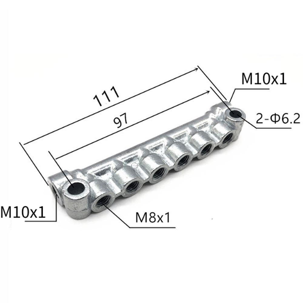 M8 M10 Pitch 1mm 2 3 4 5 6 7 8 10 Ways 4-12 Ports Zinc Alloy Resistance Oil Distributor Block Splitter Lubrication System