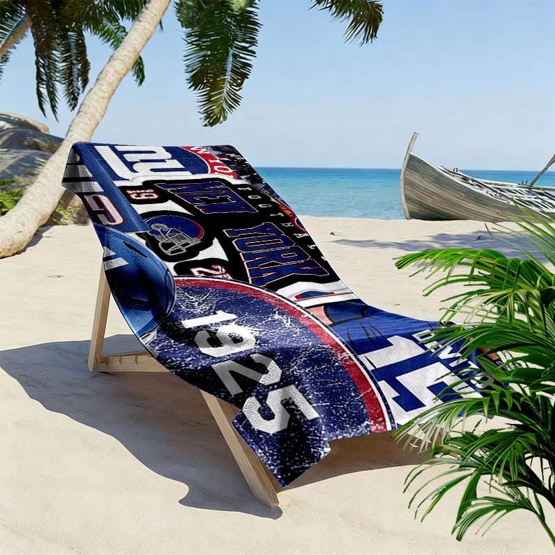NY Giants Print Beach Towel, Large Soft Quick Dry Towel for Beach Camping Swimming