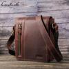 CONTACT'S Business Men's Shoulder Bags Crazy Horse Leather Messenger Bag Flap Casual Male Small Crossbody Bag for 7.9 Inch iPad