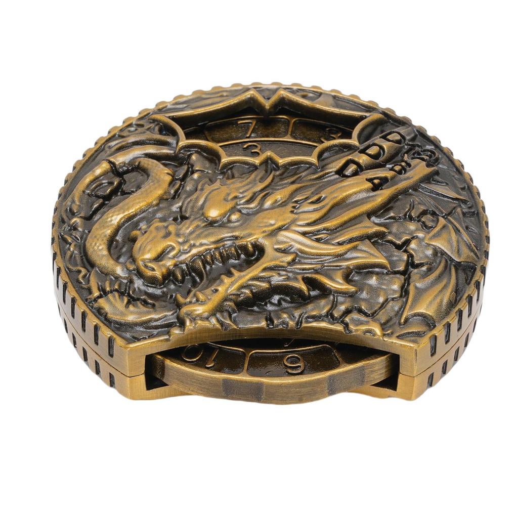 7 In 1 Metal Spinner Dice Rotatable Zinc Alloy Tabletop Role Playing Game Replacement Antique Brass