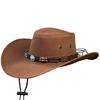Белая шляпа ковбоя в западном стиле с бирюзово-голубым поясом для использования на открытом воздухе и CZA353, мужская/женская, (коричневый)