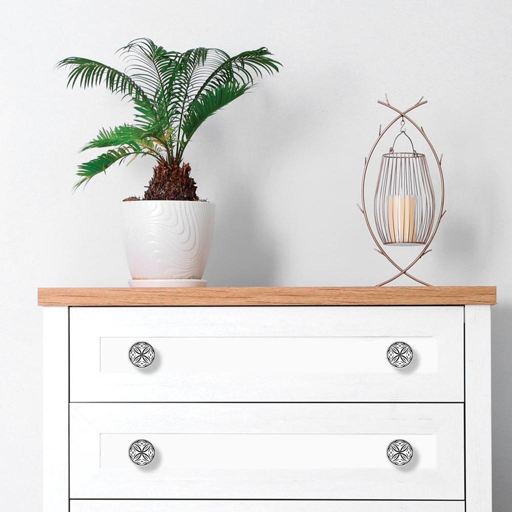 Les Trésors De Lily [A2528] - Ручка мебельная керамическая 'Carreaux de Ciment' чёрно-серая белая - 65x35 мм